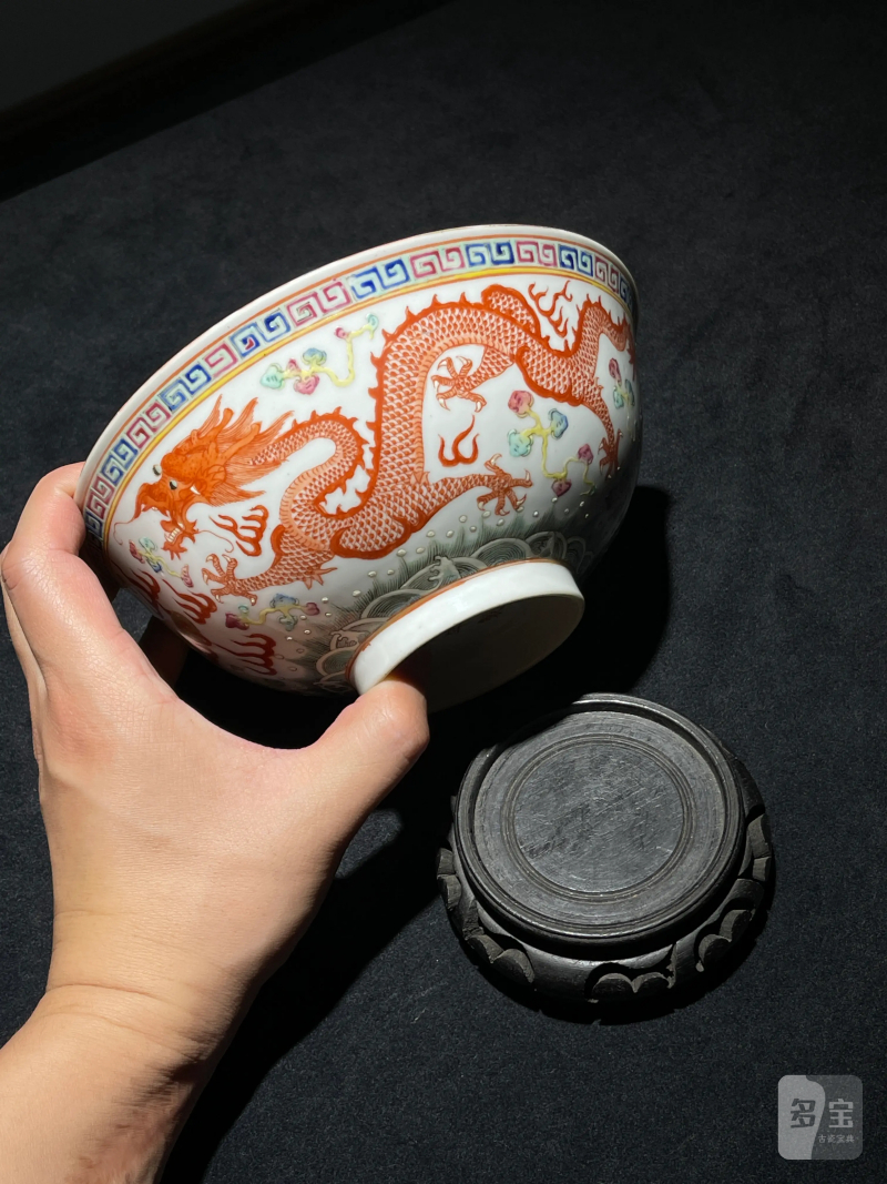 清光绪 粉彩龙凤纹大碗 - 图2